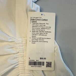 Lululemon- White Side-Cinch Cotton T-Shirt